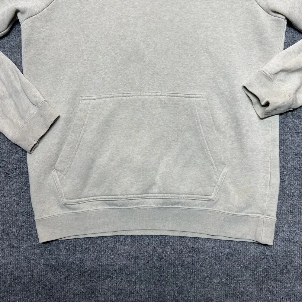 Nike Hoodie Kids XS Beige Fleece Pullover Kangaroo Pocket Swoosh Logo Sweatshirt